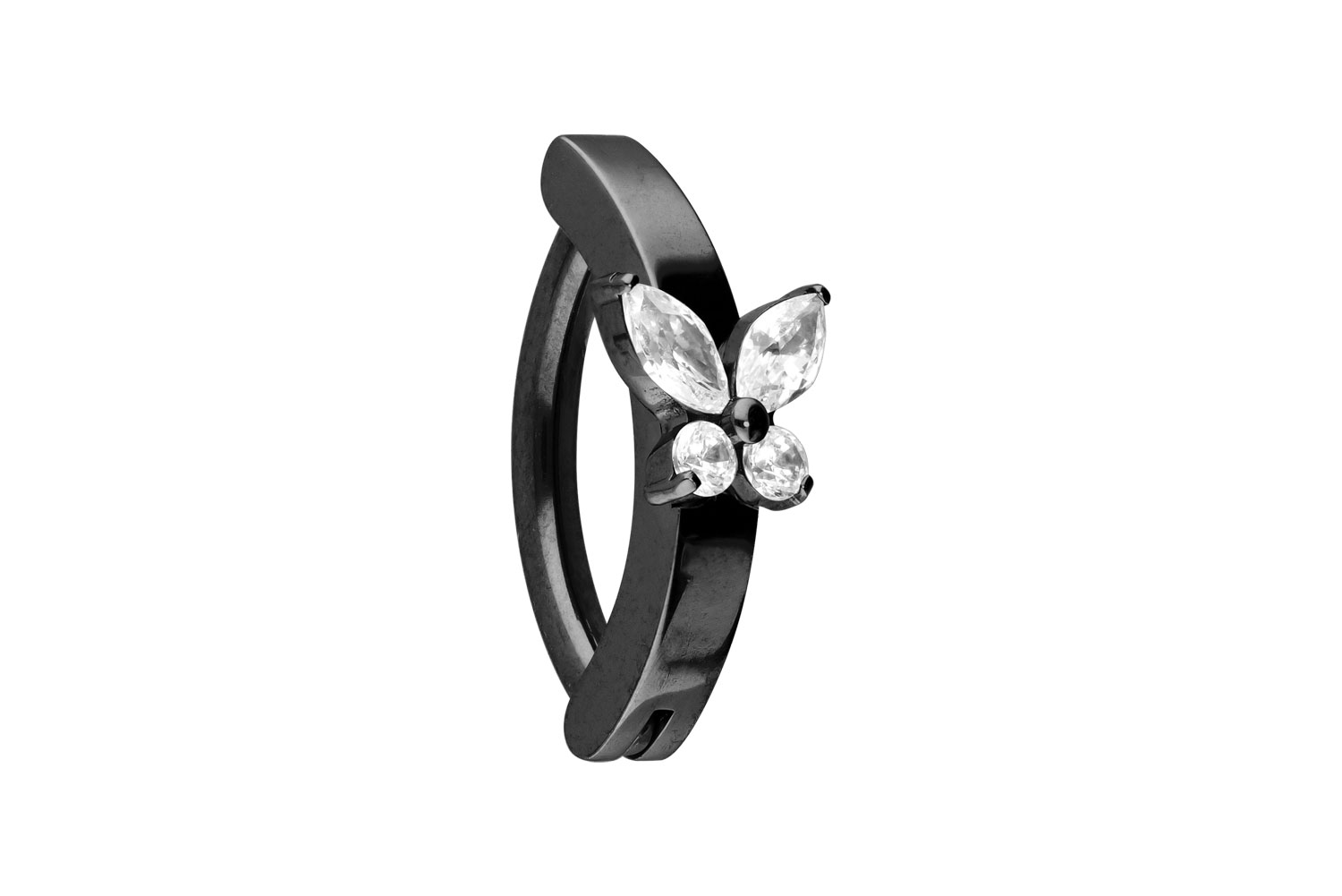 Titan Bauchnabelclicker Bauchnabelpiercing BOGEN + KRISTALLSCHMETTERLING